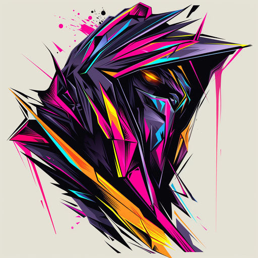 Abstract hood with vibrant colors and sharp angles