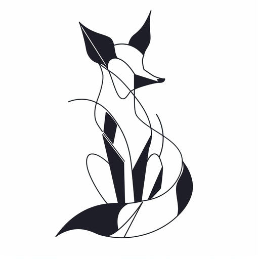 Minimalist fox in abstract style, bold black lines