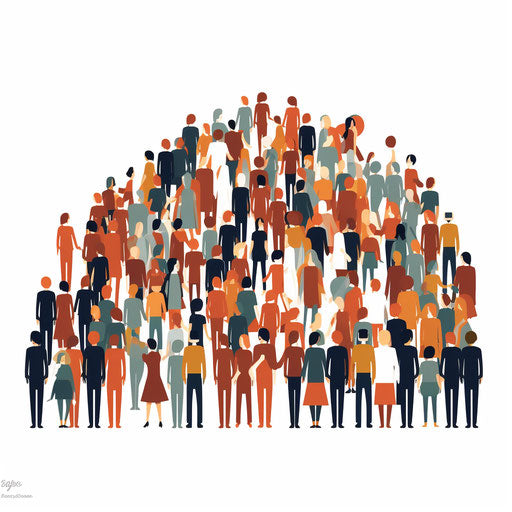 Crowd clipart in Minimalist style, on white background