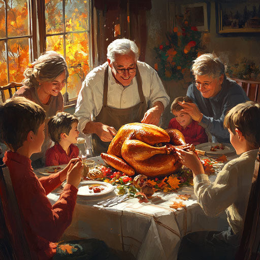 Family Thanksgiving table gathering