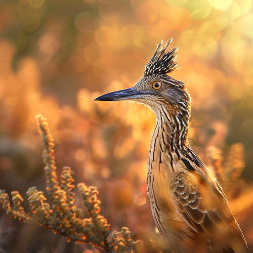 Roadrunner bird with soft lighting in natural habitat
