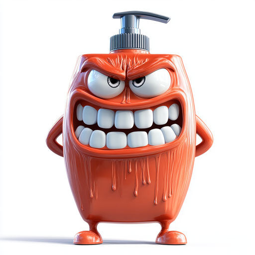 Humorous caricature of a hair clip with exaggerated human features