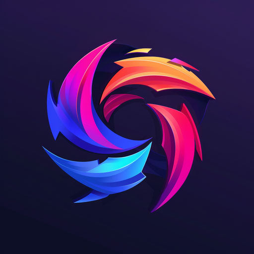Dynamic gamers logo with motion-inspired shapes and vibrant colors, on a dark background