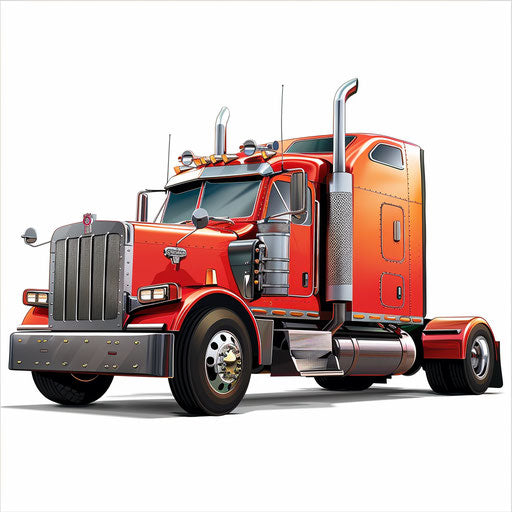 Cartoon truck PNG in a photo realistic style on white backdrop