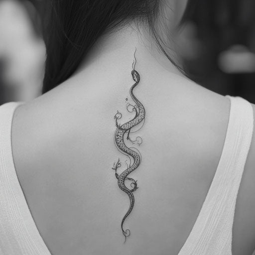 Beautiful flat snake tattoo sketch on white background