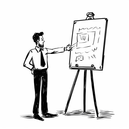 Minimalist style illustration on a whiteboard