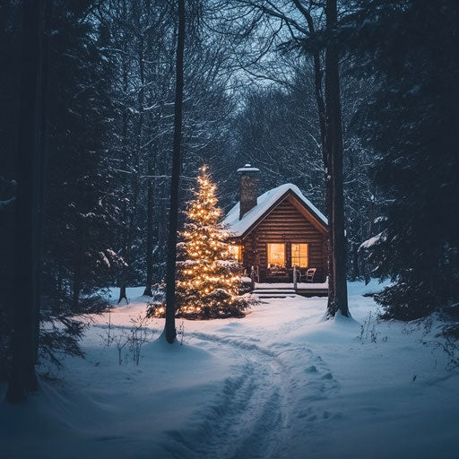 Cozy cabin in the snow