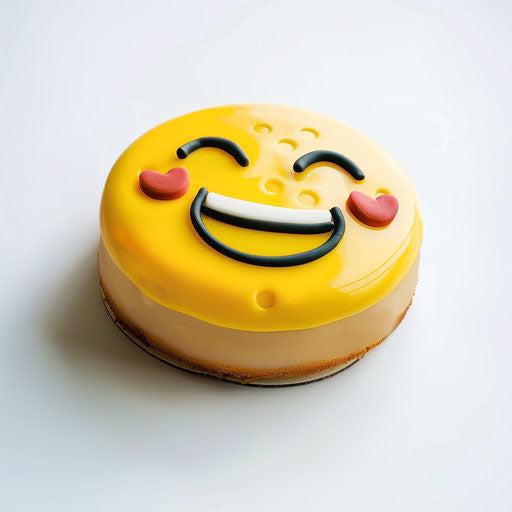 Cute yellow emoji cake, laughing face emoji