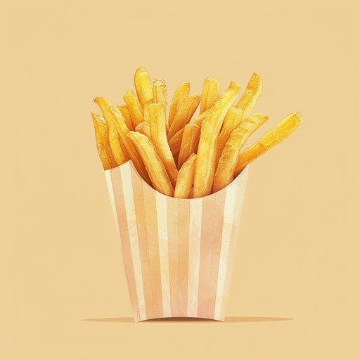 French fries clipart in photo realistic style with random background