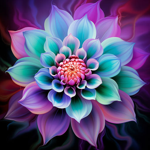 Colorful flower in pink and green, crystalcore style