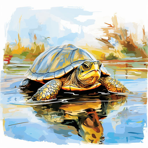 Impressionistic turtle art, white background