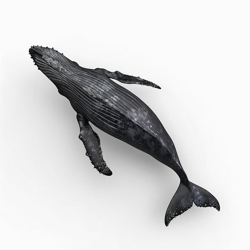 Photo-realistic whale clipart with flat white background
