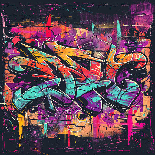 Urban-style print logo with graffiti elements