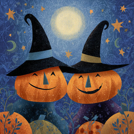 Festive Halloween Illustration with Jack-o'-Lanterns