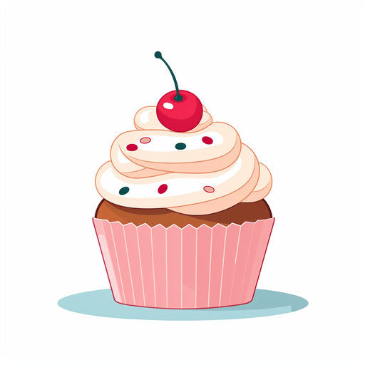 Birthday cupcake clipart in Minimalist style on white background