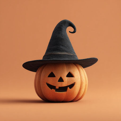 A Smiling Pumpkin with a Witch Hat for Halloween Fun