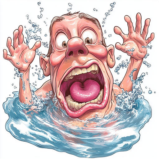 High-Impact Taking A Bath Caricature Clipart for Advertising