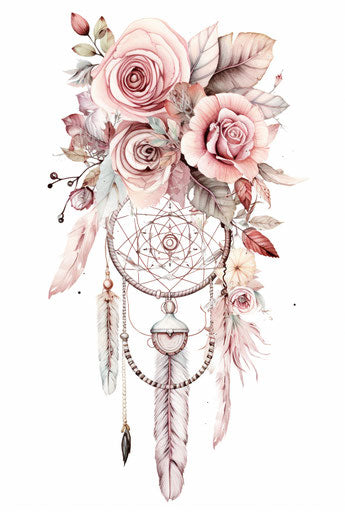 Dream catcher with flowers and arrows, unexpected fabric combos