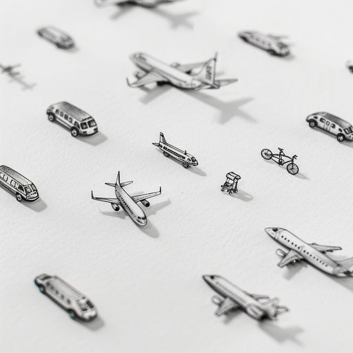Small travel tattoos - airplane, train, car, bike