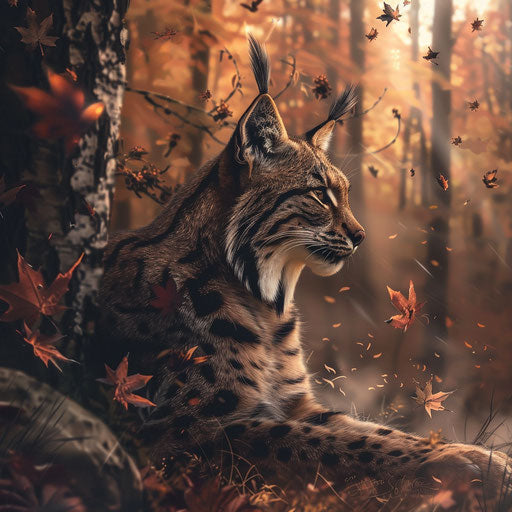 Lynx in an autumnal forest
