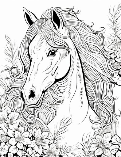 Adorable large-sized horse coloring page