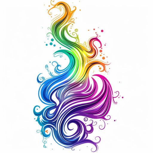 Dynamic clipart style rainbow tattoo sketch
