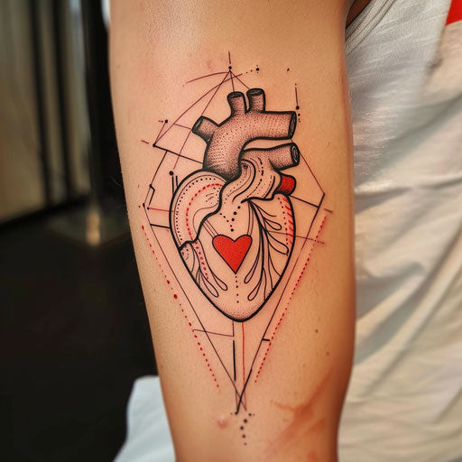 Crying heart with geometric patterns and lines