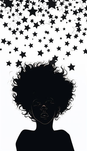 Black stars on white surface, anime aesthetic style, simple 37:64