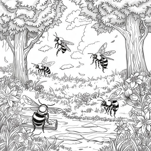 Bees picnic in a meadow