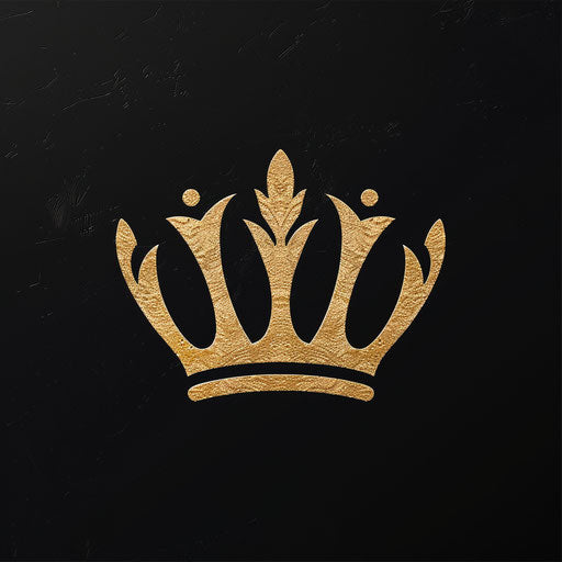 Crown logo in gold and black on minimalist background