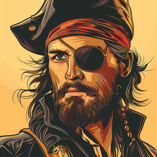 Realistic style pirate clipart with random background