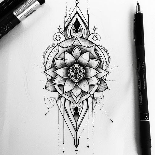 Art deco tattoo sketch of the Flower of Life