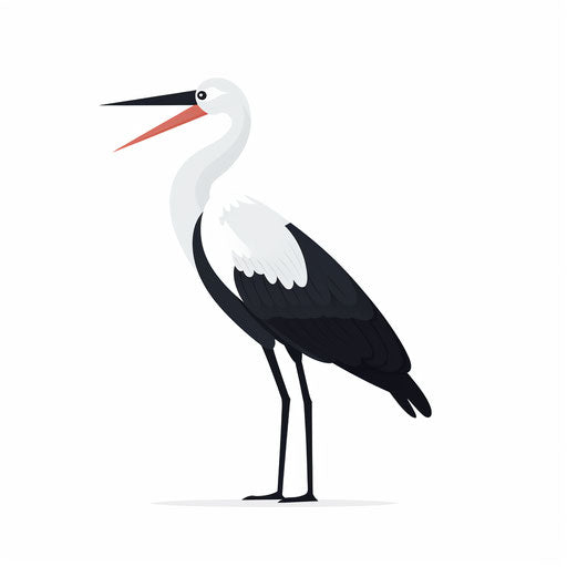 Minimalist stork illustration on white background