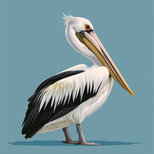 Realistic pelican illustration on random glossy background