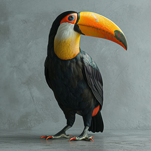 Realistic toucan on slate grey background