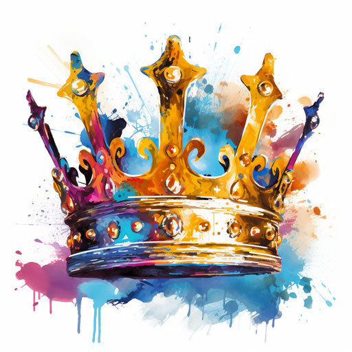 Queen crown on white background in the style of Impressionistic Art
