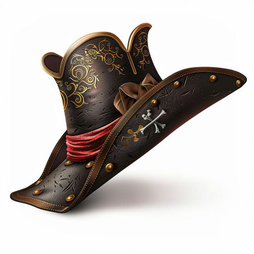 Realistic pirate hat illustration on flat white background