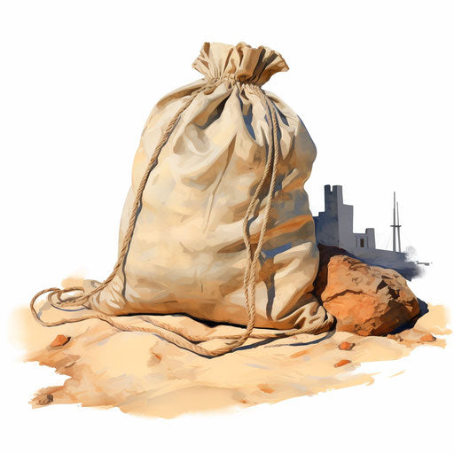 Impressionistic Art style clipart of sack, on white background