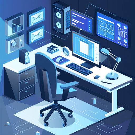 Home office with secure network and cybersecurity measures