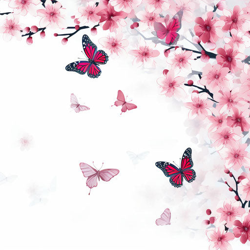 Cherry blossom background with butterflies vector