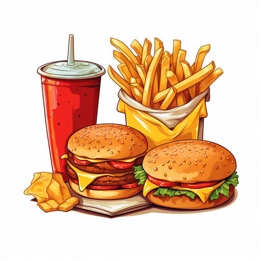 Fast food clipart in the style of Chiaroscuro Art