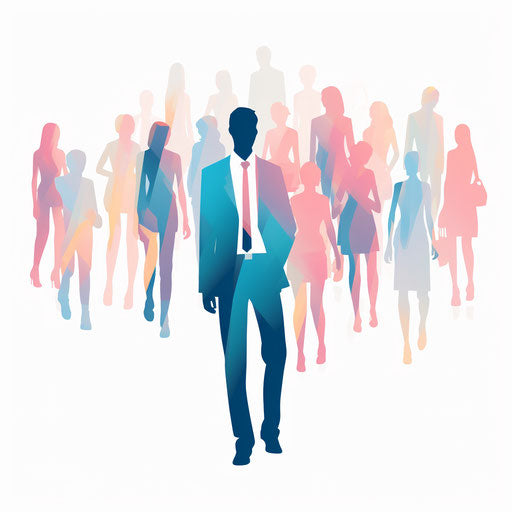 Leadership illustration in the style of Pastel Colors Art, white background