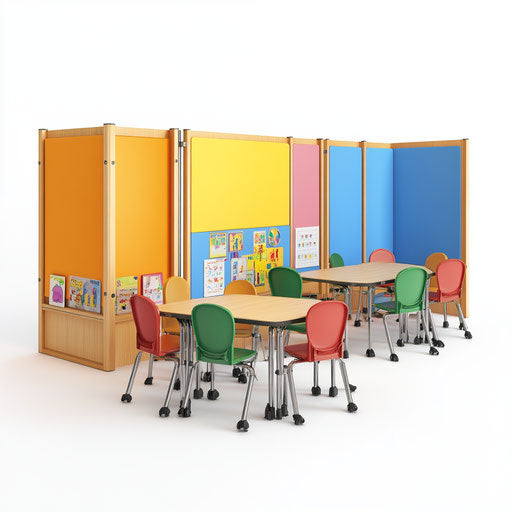 3D Classroom Divider on White Background
