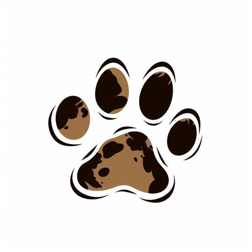 Dog paw in Minimalist style, on white background