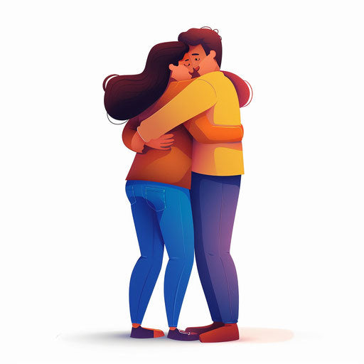 Realistic hug clipart on white background with dynamic colors