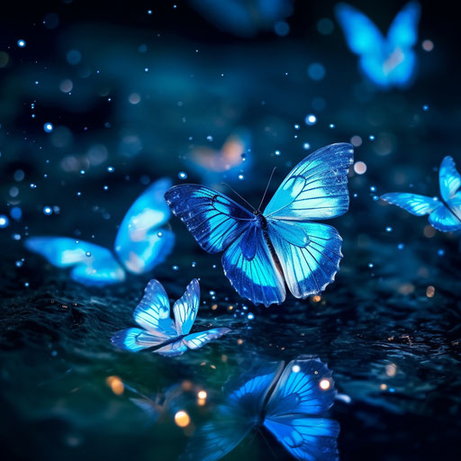 Attractive blue butterflies in the air, flight photograph