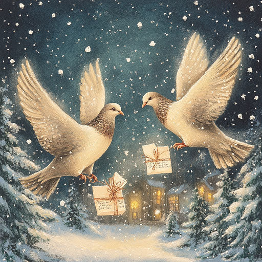 Two turtle doves deliver holiday letters