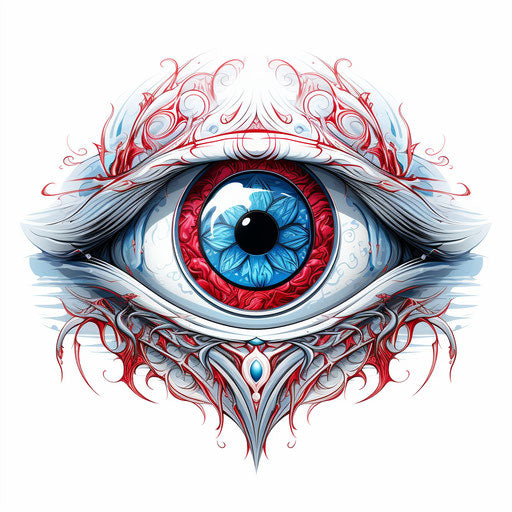 Looking into the future, light blue and red style