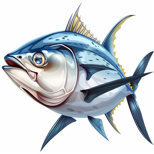 Photo realistic tuna clipart with flat white background