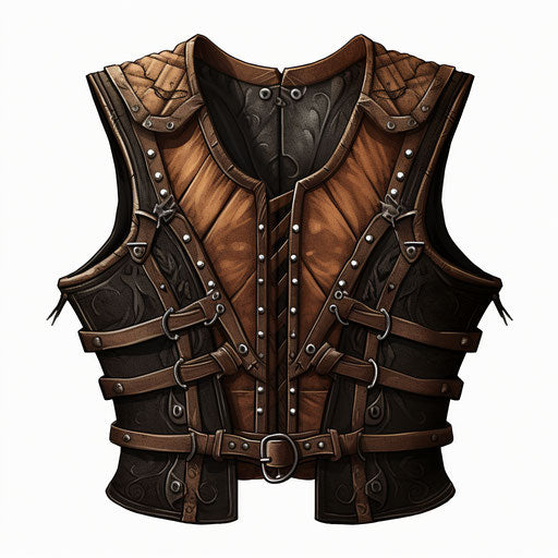 Illustration of a vest in the style of chiaroscuro art, on white background